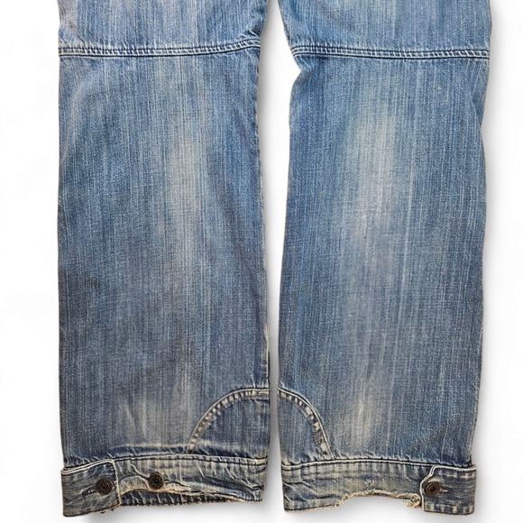 G Star Jeans Size 34 x 34 Low Com Straight Leg Zip Ankle Flap Pockets Distressed - Picture 6 of 13